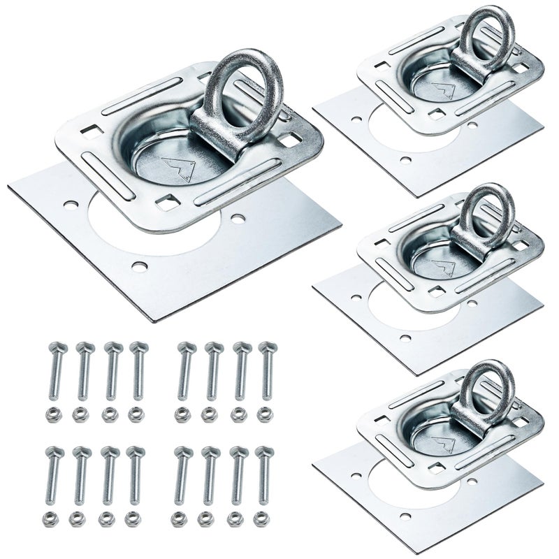 Lonffery 4 Pack Recessed D-Ring Tie Down Anchors (6,000 lb. Capacity), Heavy Duty Kit for Trailer or Deliveries - Image 1